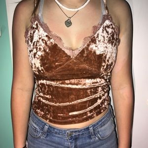 Rusty crushed velvet tank top